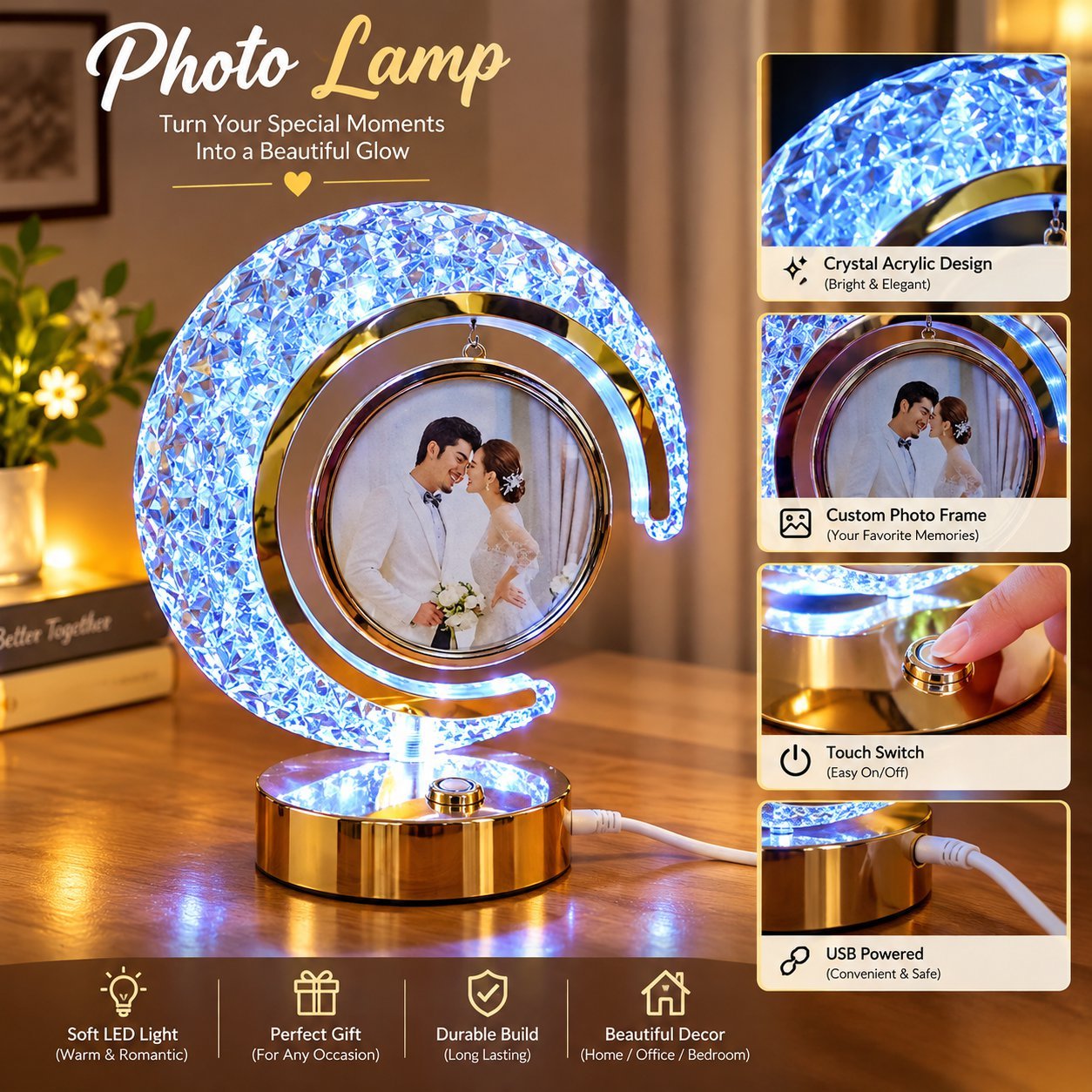 Crystal Moon Lamp — personalized gift by Ayat Gift Center