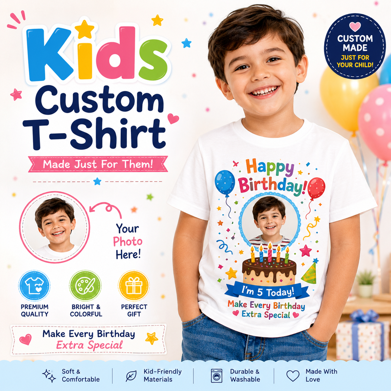 Kids Custom T-Shirt — personalized gift by Ayat Gift Center